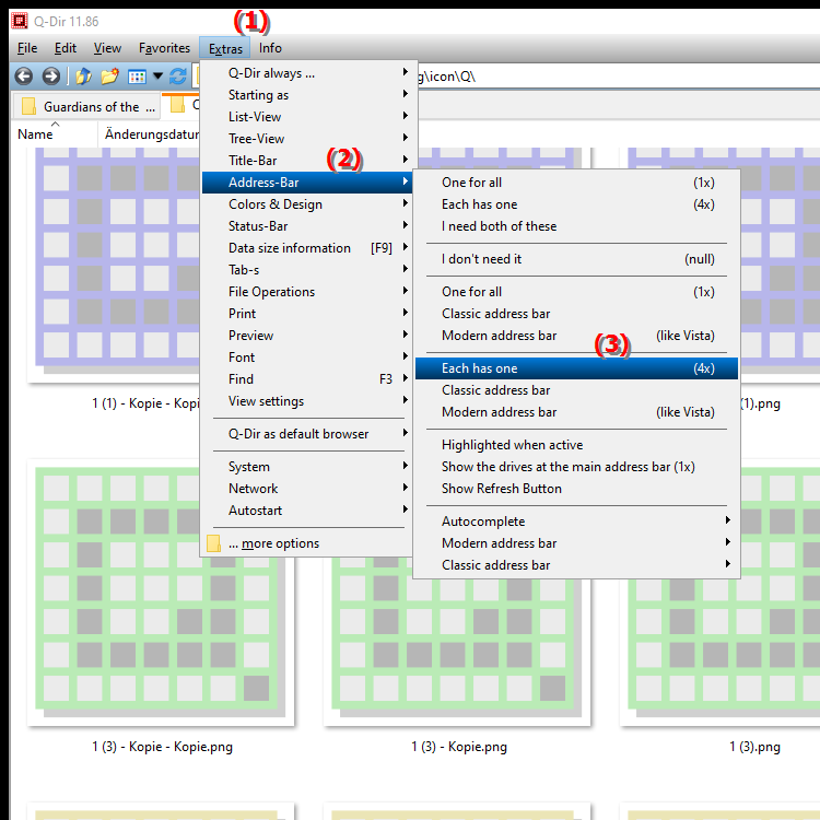 How can I use a separate address bar for all file explorers